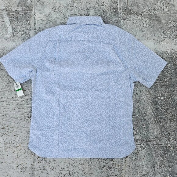 Van Heusen Men Shirt Short Sleeve Slim Fit Never Tuck White/Gray Size L/G NWT - Picture 6 of 10